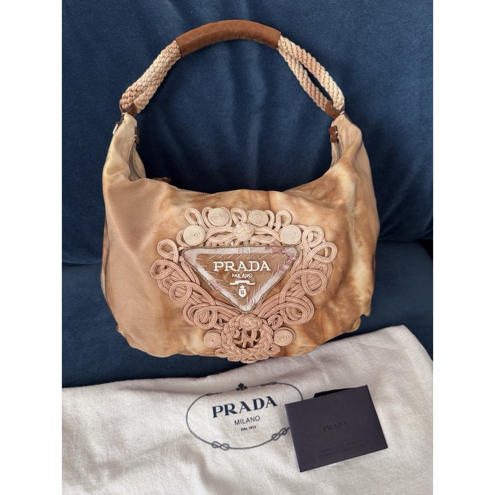 PRADA Vintage Nylon Tie Dye Knot Embellished Rope hobo Bag - Picture 2 of 10